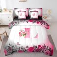 thumbnail image 1 of Erosebridal Literie Initiale à Motifs Floraux Format Grand Lit, Ensemble de Literie Papillon et Fleurs Format Grand Lit, Déco de Chambre pour Ados, Réversible, Léger, 7 Pcs, 1 of 1