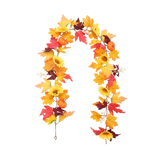 Guirlande Artificielle Réaliste de Maple Leaf - Vigne de Feuillage d'Automne de 1,75 m pour Récolte d'Automne, Action de Grâce, Manteau de Cheminée, Entrée, Décoration Pittoresque