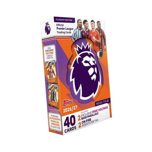 2026-27 Topps Premier League Flagship Cards - Orange Mega Tin #2 (40 Cards + 4 Exclusives)