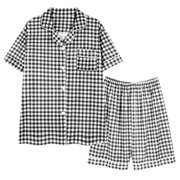 SwiftWear Women's 2 Piece Summer Casual Pajamas Set Short Sleeve Plaid shirt Top and Shorts Sleepwear Loungewear Breathable Pjs Sets