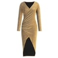 thumbnail image 3 of UPPADA Robe de Cocktail pour Femmes à Manches Longues Robe d'Invitée de Mariage Fente Latérale Jolie Robe Formelle Évasée Taille Haute Robe de Fête Robe de Bal Robe de Cocktail Liquidation en Liquidation, 3 of 6