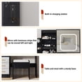 thumbnail image 2 of Ensemble de Coiffeuse avec Miroir DEL à 3 Couleurs à Intensité Réglable, Miroir Coulissant Dissimulé, Prise de Courant Intégrée, 4 Tiroirs de Rangement et Tablette, Tabouret Rembourré pour Chambre, 2 of 8