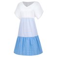 thumbnail image 4 of QIPOPIQ Robes pour Femmes Robe Midi à Manches Courtes à Étages Tendance Aguichant Décontractée Robes Robe d'Été Sans Manches Col Rond Unie Robe à Fente Offres 2023, 4 of 6