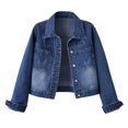 thumbnail image 1 of SHIXIAOO Veste en Jean Décontractée pour Femmes Ajustée Extensible Courte Légère Confortable Élégante Polyvalente pour Printemps Automne Hiver Mode Grande Taille Gilet Femme Léger Femme Long, 1 of 8