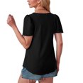 thumbnail image 4 of Timegard Hauts à Oeillets pour Femmes Col Rond Froncé Manches Courtes Ample Été Plage Décontracté Confortable Haut T-Shirt, 4 of 7