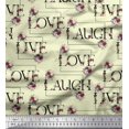 thumbnail image 1 of Soimoi Modal Satin Fabric Floral Love Text Printed Fabric 1 Yard 42 Inch Wide, 1 of 1