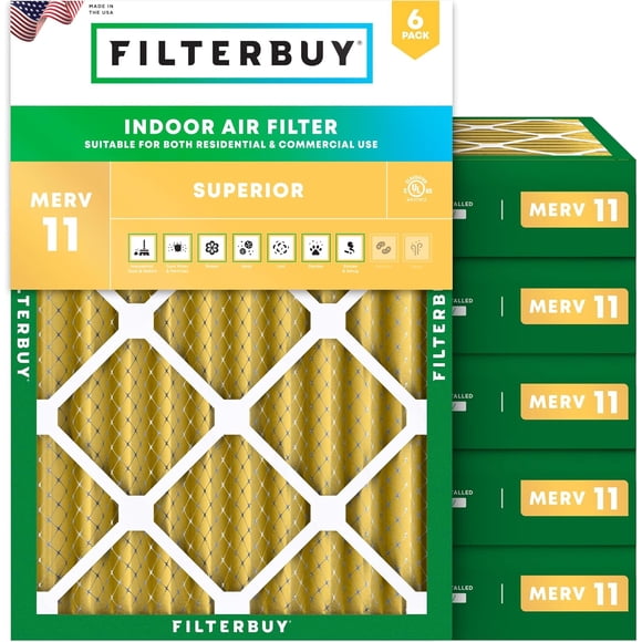 Filterbuy 20x21x4 MERV 11 (MPR 1200) Défense contre les Allergènes, Filtres à Air Plissés pour CVCA/climatiseur de Four (Lot de 6)