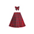 thumbnail image 1 of Jupe pour Filles Ensemble Uniforme Scolaire Rouge Tartan Ourlet Plissé 6 Ans, 1 of 6