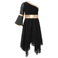 thumbnail image 3 of Aislor Robe de Danse Liturgique de Louange Lyrique pour Filles Enfants, Robe de Danse à Blocs de Couleur, Robe de Culte à Ourlet Asymétrique, Noir 6, 3 of 7