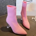 thumbnail image 3 of B91xZ Leather Booties Women Elastic Platform Lug Sole Slip on Wedge Ankle Booties,RD1 8, 3 of 5