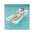 thumbnail image 2 of 1pc PVC Pillow Hole Floating Drainage Chair, Printed Leaf Pattern, Recliner Chair Moon Long Floating Bed, Pool Float Beach Essentials, Blue, 2 of 5