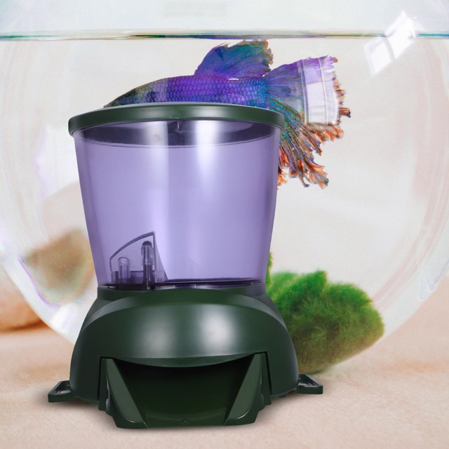 Raindrops Aquarium Fish Feeder Green Timing Device for Pellet Food Feeding and Fish Health