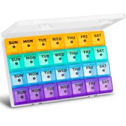 WANGQI Large Monthly Pill Organizer 4 Weeks, 28 Day Pill Organizer Weekly, Big Compartment with Travel Case, 7 Day Pill Dispenser 4 Times a Day, Medicine Organizer Box for Vitamin, Fish Oil