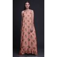 thumbnail image 2 of Bimba Robe de Nuit Imprimée Rose Pâle Saumon2 Feuilles Florales et Roses Grandiflora pour Femmes Longue à Bretelles Spaghetti Robe Maxi Vêtement de Nuit Robe Medium, 2 of 5
