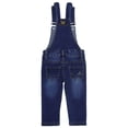 thumbnail image 2 of KIDSCOOL SPACE Little Boys Slim Fit Jeans,Ripped Bib Pocket Fashion Denim Overalls,Deep Blue,5-6 Years, 2 of 7