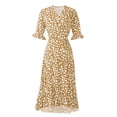thumbnail image 4 of Fshaion Robe d'Été pour Femmes 2024 Grande Taille Robe Décontractée à Imprimé Col en V Manches Courtes Robe Ample Liquidation à Moins de 10!, 4 of 5