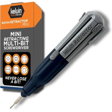 Kelvin Tools - Ensemble de Mini Tournevis de Précision Kelvin, Tournevis 6 en 1 Amélioré « Retract-A-Bit », Outil Tournevis Multiple Tout-en-un pour Lunettes, Électronique et Plus, Poche de Voyage Portable