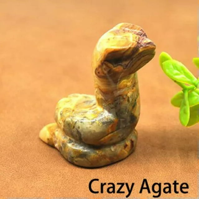CHUANK Statue de Serpent de Guérison Sculptée en Quartz Naturel en Cristal Gemstone Mini Reiki - Quartz Rose