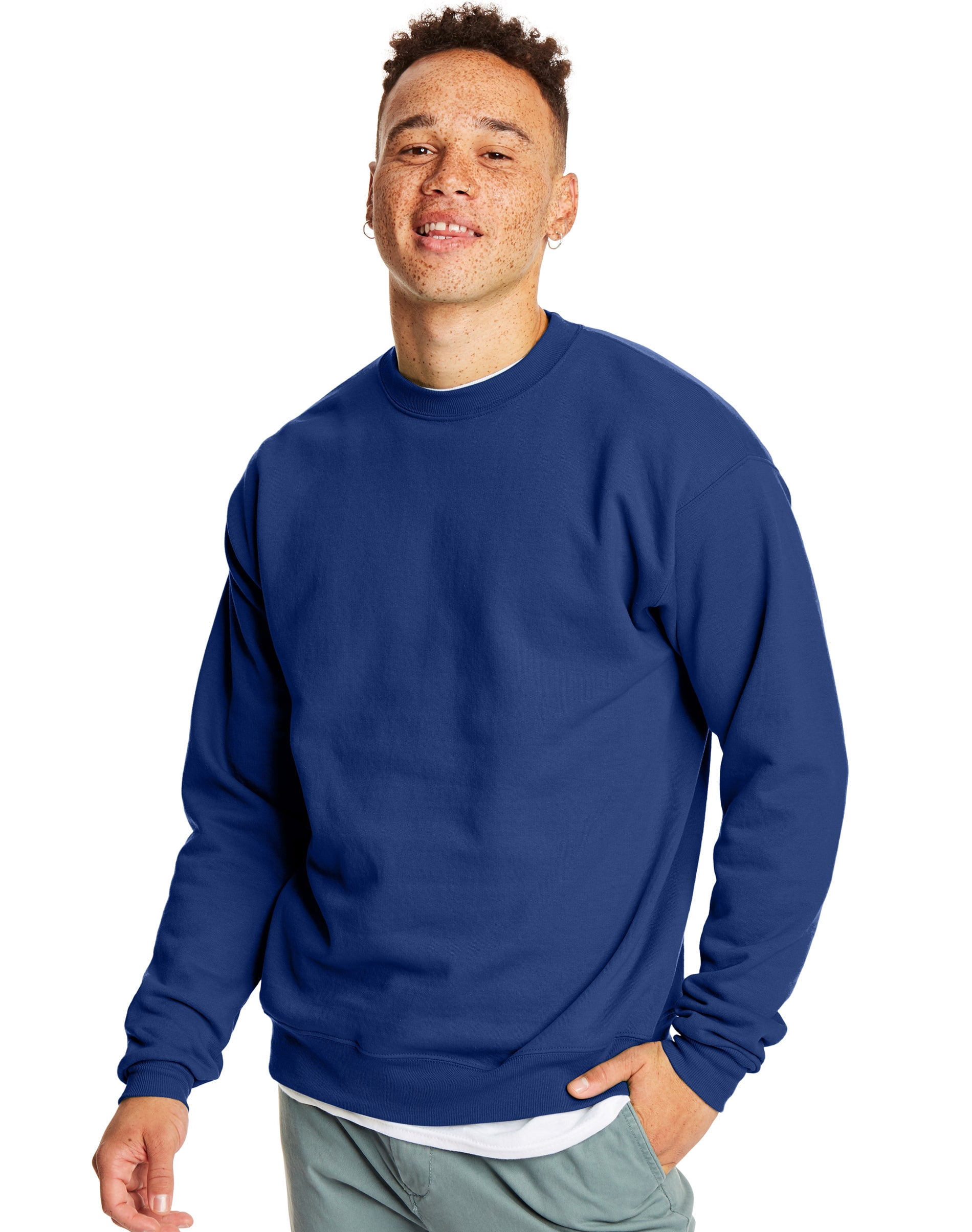 Hanes Chandail en Molleton EcoSmart pour Hommes, Lot de 2, L, Bleu Royal Foncé