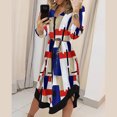 thumbnail image 3 of CAROOTU Robe Chemise à Imprimé Géométrique pour Femmes, Manches Longues, Ourlet Irrégulier, Col à Revers, 3 of 7