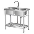 thumbnail image 1 of Yiwa Utility Sink with Stainless Steel Workbench, Deep Basin, Integrated Rack, Faucet and Hot & Cold Water Plumbing for Laundry Room, Kitchen, Garage, Workshop, and Outdoor Use, 1 of 7