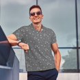 thumbnail image 4 of Xecao Airplane Routes Around The World Pattern Men’s Polo Shirt with Buttoned Collar Soft Breathable Casual Polo Shirt for Work, Leisure, and Outdoor Activities-Large, 4 of 6