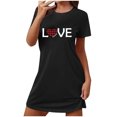 thumbnail image 1 of Pyjama en Satin Femmes Chemises de Nuit pour Femmes Manches Courtes Chemises de Nuit pour Dormir Nuisette à Enfiler Douce Mignonne Imprimée Robe de Nuit Robes pour Femmes Tenue de Nuit Robe de Pyjama Noir TTG, 1 of 5