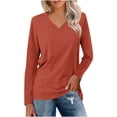 thumbnail image 1 of Womens Solid V-Neck Long Sleeve Top, 1 of 1