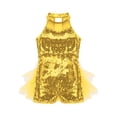 thumbnail image 3 of Linjinx Robe Tutu de Danse Ballet à Sequins Brillants pour Filles, Costume de Performance Jazz Latin Moderne Jaune 12, 3 of 7