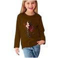 thumbnail image 2 of RXIRUCGD Chemises à Manches Longues pour Filles, Col Rond Mignon, Blouses Décontractées Élégantes (Marron, Taille : 5 Ans), 2 of 5