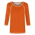 thumbnail image 4 of JIRNDf Chemises pour Femmes Hauts d'Été Tendance Manches Longues Col Rond Drôle Squelette Imprimé Coupe Ajustée T-Shirt Tunique T-Shirt pour Femmes Blouse Décontractée Orange TTG, 4 of 5