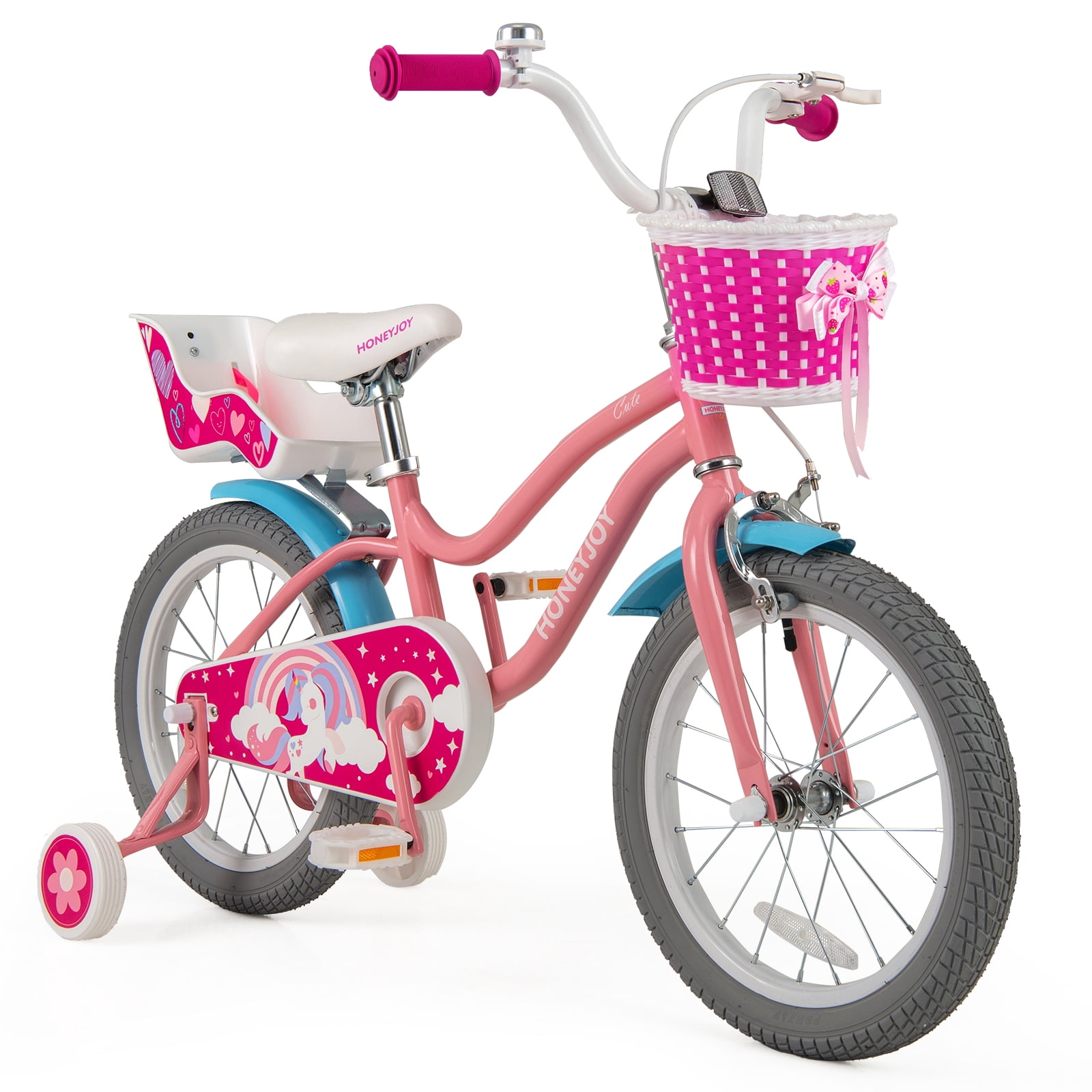 Costway 16" Kids Bike Training Bicycle with Front Handle Brake for 3-9 Years Old Children
