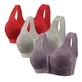 thumbnail image 1 of Yanlir 3PCS Bras for Women's No Underwire Wireless Bras Front Button Design Push Up Full Coverage Adjustable Straps U Shaped Back Comfortable Everyday Bra(Gray#2,M), 1 of 3