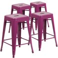 thumbnail image 1 of Commercial Grade 4 Pack 24" High Backless Purple Indoor-Outdoor Counter Height Stool, 1 of 5
