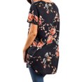 thumbnail image 4 of Women Round Neck Short Sleeve Floral Print Asymmetric Hem Shirt, 4 of 6