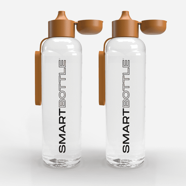 Smartbottle Bouteille d'Eau Réutilisable Sport Grande, Orange, 1000 ml / 1 L, Lot de 2