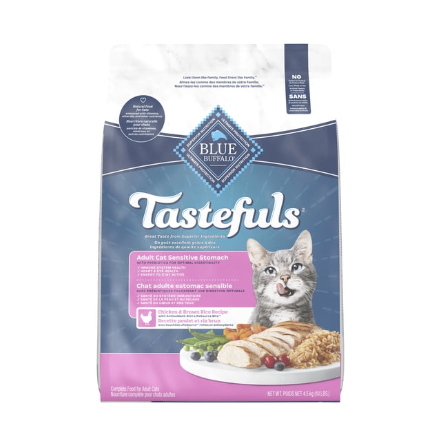 Blue Buffalo Tastefuls Dry Cat Food, Sensitive Stomach, Chicken and Brown Rice 4.5kg