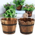thumbnail image 1 of Small Wooden Bucket Barrel Planters – Rustic Flower Planters Pots Boxes Container with Drainage Holes for Indoor Home Decor Small Plants  Brown 1pc, 1 of 6