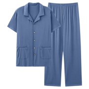 Mens Plus Size Pajama Set Soft Button Down Pajamas Short Sleeve Pjs Sleepwear Loungear Comfy Sleep Sets with Pockets