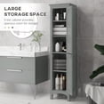 thumbnail image 4 of kleankin Armoire de Rangement Haute pour Salle de Bain avec Tablettes Ajustables, Gris, 4 of 10