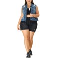 thumbnail image 2 of Agnes Orinda Women's Plus Size Casual Button Sleeveless Denim Vest Jacket 4X Blue Ripped, 2 of 7
