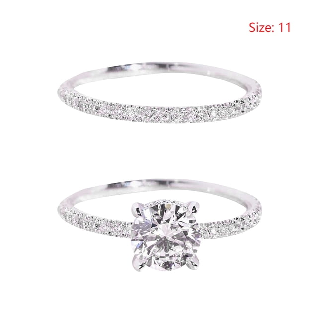 Bradem Rings Clearance! Micro Set with Diamonds Romantic Couple Ring Ring to Send Girlfriend Gift, Silver, 11 Lady Ring Clearance Sale, 1× Ring