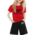 thumbnail image 2 of Ediodpoh Ensemble de Vêtements pour Enfants T-Shirt à Manches Courtes pour Enfants à Imprimé Nœud Couleur Bonbon Confortable T-Shirt à Col Rond pour Filles Rouge 8-9 Ans, 2 of 4