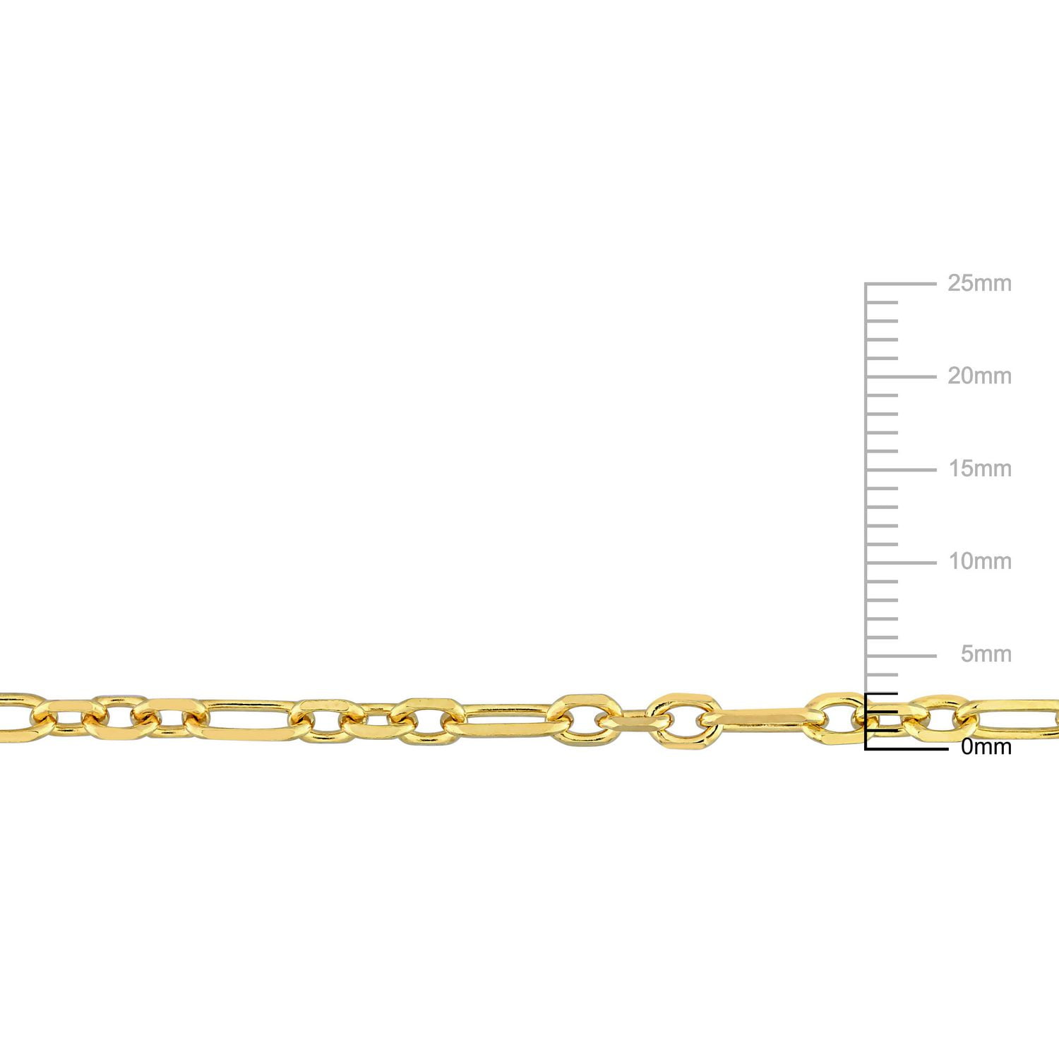 Collier rolo figaro de coupe diamant de Miabella en argent sterling plaqué or jaune 18K