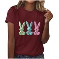 thumbnail image 1 of Pisexur Hauts de Printemps pour Femmes 2025, Hauts d'Entraînement Femmes, Hauts d'Entraînement Femmes T-Shirt Imprimé Manches Courtes Col Rond Chandail à la Mode Vin, m, 1 of 5