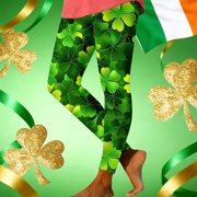 Yourumao St Patrick's Leggings for Women Skinny High Waist Shamrock Print Pants Tight Stretchy Comfy Pants Trendy Festival Pants