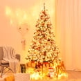 thumbnail image 3 of Costway 7.5ft Pre-Lit Premium Snow Flocked Hinged Artificial Christmas Tree w/ 450 Light, 3 of 9