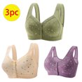 thumbnail image 2 of Timegard 3pc Plus Size Bras for Women Front Closure Button Full Support Bralette Comfort Seniors Bras, 2 of 6