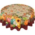 thumbnail image 4 of Nappe Ronde d'Automne, Nappe Ronde d'Automne 60 Pouces, Nappe Ronde d'Action de Grâce avec Citrouilles d'Automne, Housse de Table Ronde d'Automne, 4 of 5