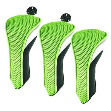 3x Couvre-Chefs de Sport pour Arbre de Club de Golf, Accessoires pour Conducteurs Hybrides 460cc - Vert, 30 x 14 cm